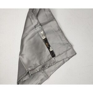 Vintage Ashear Silver Light Gray Grey 100% Silk Hand Rolled Pocket Square Italy